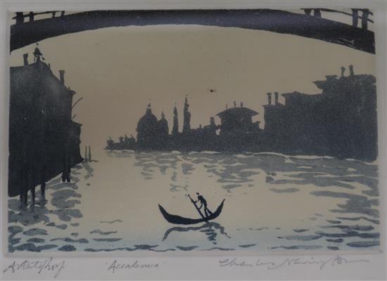 Charles Newington (1950-), artists proof lithograph, Accademi - a Venetian backwater, signed and inscribed, 10 x 15cm